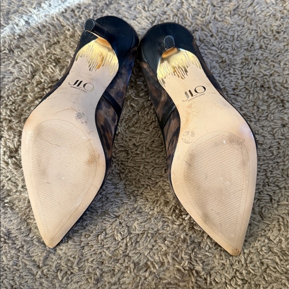 JLO Jennifer Lopez Mesh Leopard Print Heels. Size 7 - Picture 3 of 3